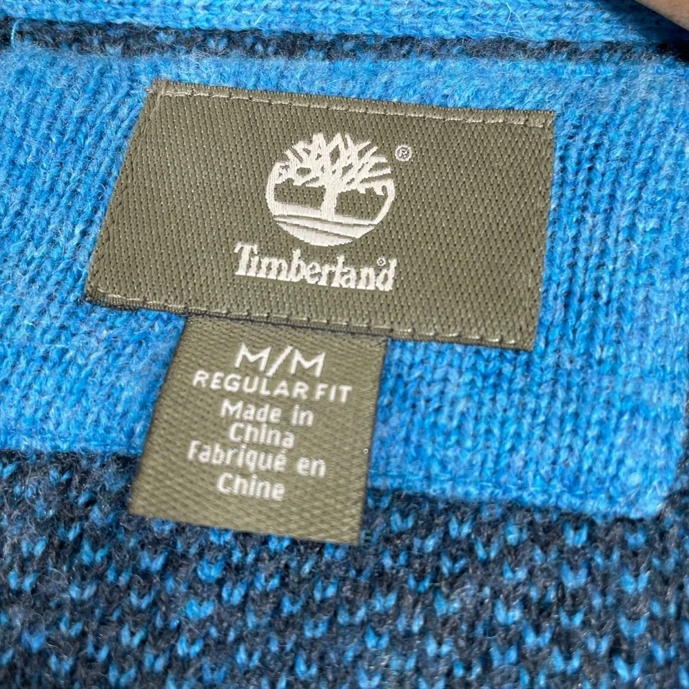 Timberland Sweater Mens Medium Gray Blue Fair Isle Lambswool Crewneck